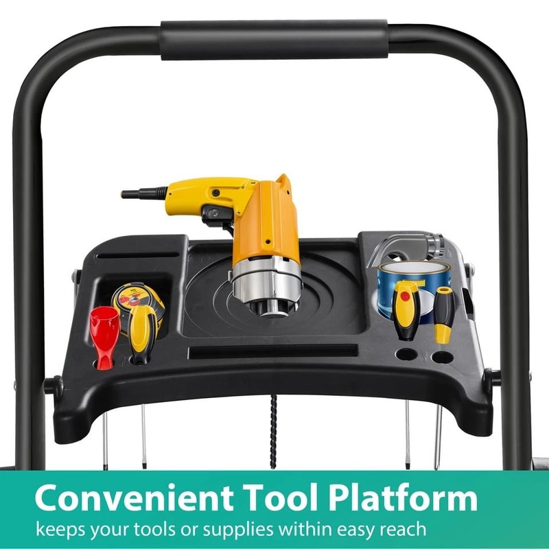 Ladder With Handrails AntiSlip Pedal Tool Tray Foldable Design Black Ideal For Home And Office 6