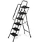 Ladder With Handrails AntiSlip Pedal Tool Tray Foldable Design Black Ideal For Home And Office 8