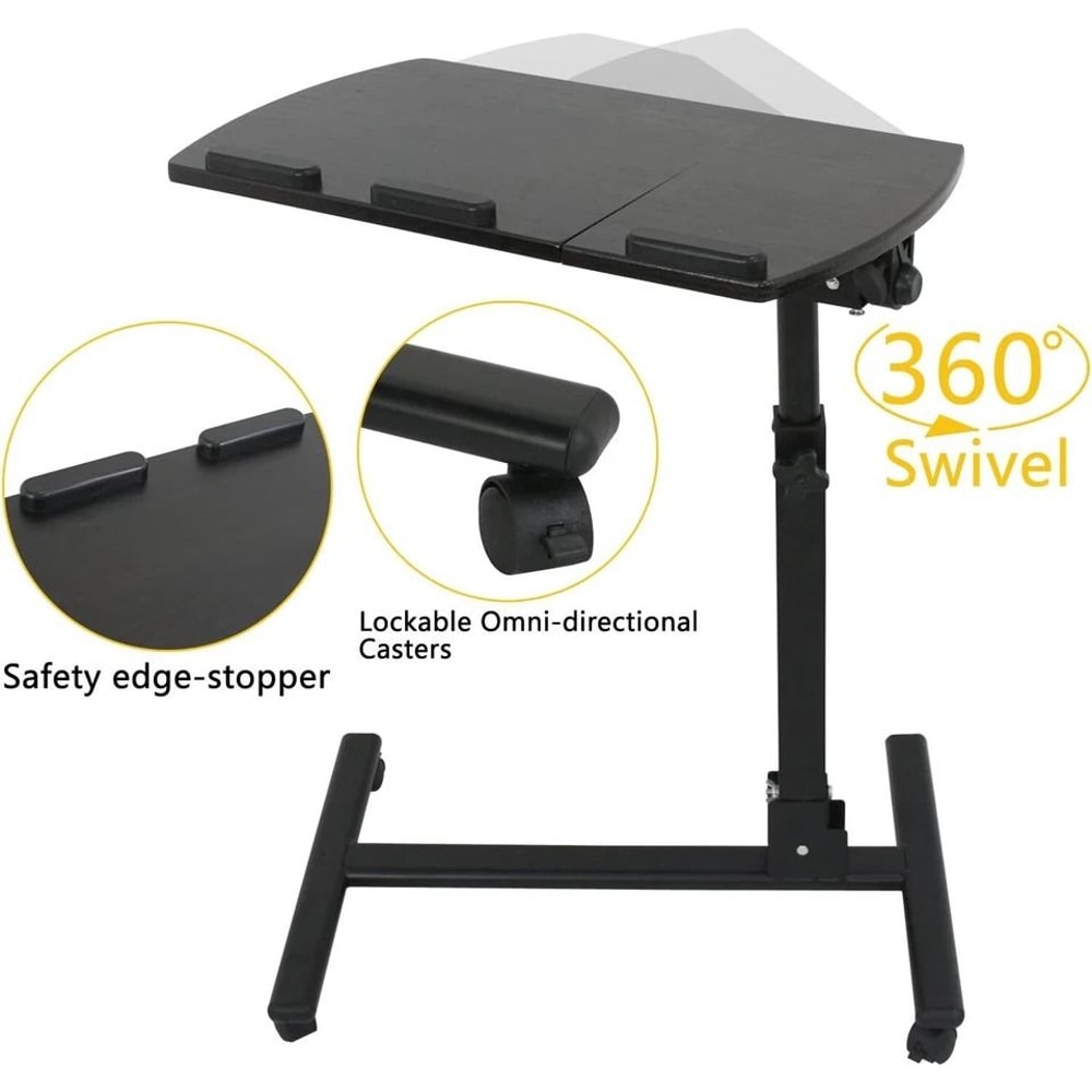 Mobile Adjustable PC Computer Desk Swivel Rolling Laptop Stand Ergonomic Notebook Table With Height 11