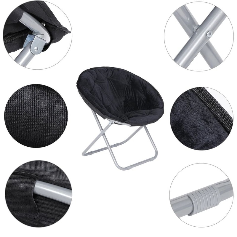 Portable Faux Fur Saucer Chair Folding Saucer Chair For Adults And Kids Cozy Chair For Living Room 12