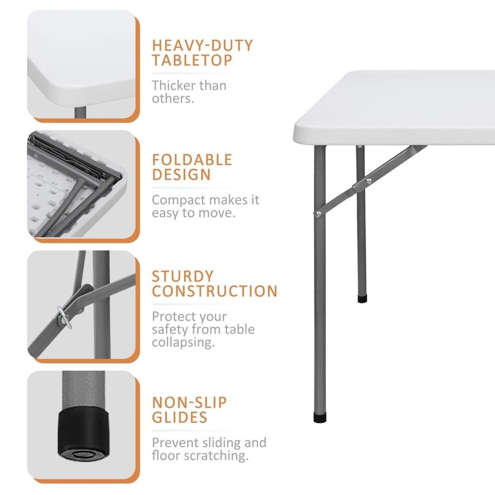 Square Dining Table Plastic Folding Table Portable Folding Card Table For Events And Gatherings 10