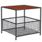 Red Mahogany Side Table With Storage Basket Coffee Table With Metal Frame Multifunctional End Table 1