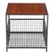 Red Mahogany Side Table With Storage Basket Coffee Table With Metal Frame Multifunctional End Table 2