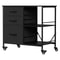 Mobile File Cabinet With Drawers And Open Storage Shelf Rolling Printer Stand In Black 1