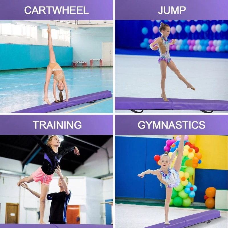 Folding Balance Beam Floor Gymnastics Equipment For Kids NonSlip Base PVC Fabric For Home Use 4