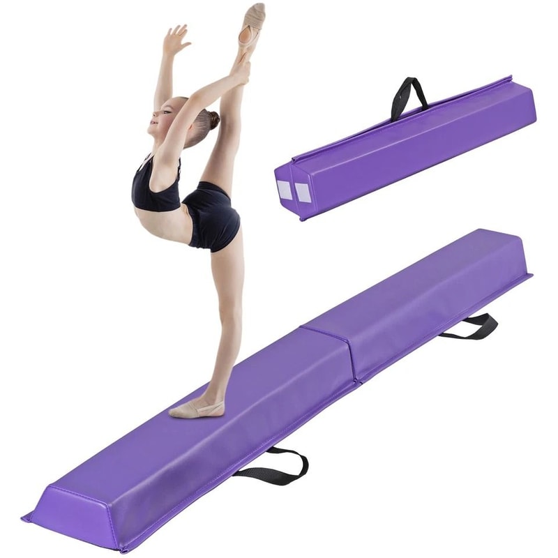 Folding Balance Beam Floor Gymnastics Equipment For Kids NonSlip Base PVC Fabric For Home Use 12