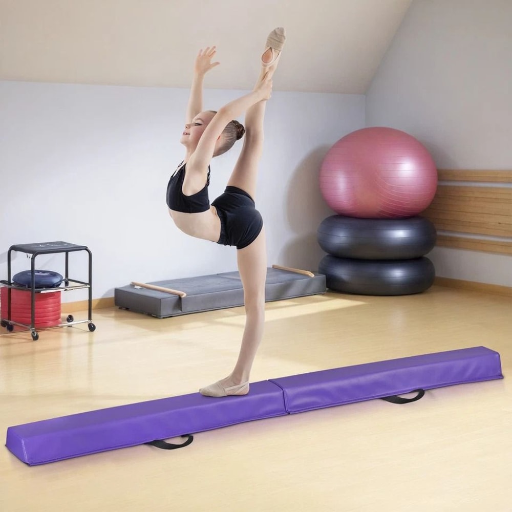 Folding Balance Beam Floor Gymnastics Equipment For Kids NonSlip Base PVC Fabric For Home Use 7