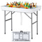 Outdoor Folding Table Party Ice Cooler With Bucket Portable Table White Removable Skirt For Outdoor 11