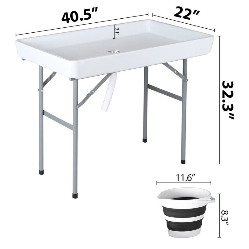 Outdoor Folding Table Party Ice Cooler With Bucket Portable Table White Removable Skirt For Outdoor 8