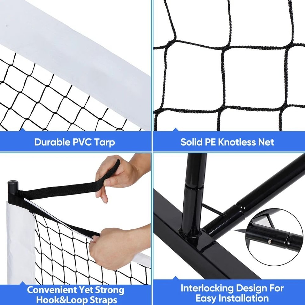 Portable Pickleball Net Set Regulation Size Metal Frame Carrying Bag Easy Assembly For Outdoor Fun 2