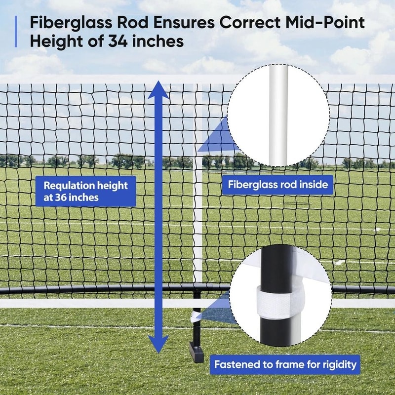 Portable Pickleball Net Set Regulation Size Metal Frame Carrying Bag Easy Assembly For Outdoor Fun 8