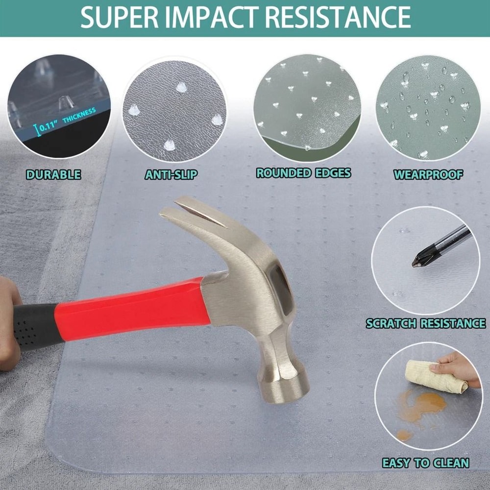 Desk Chair Mat For Carpet Office Chair Mat With Extended Lip Clear PVC Floor Protector Durable And 10