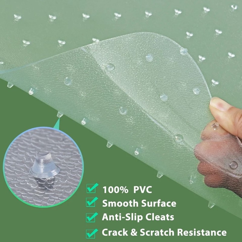 Desk Chair Mat For Carpet Office Chair Mat With Extended Lip Clear PVC Floor Protector Durable And 12