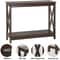 Sofa Side Table Tier Console Table With Large Storage Shelf For Entryway Hallway Brown XShape MDF F 5
