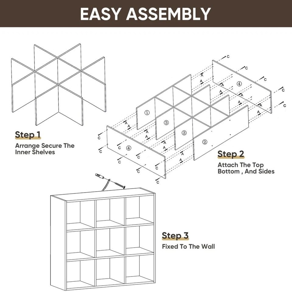Wooden Bookshelf Display Cube Storage Organizer Removable Back Panel Brown 3