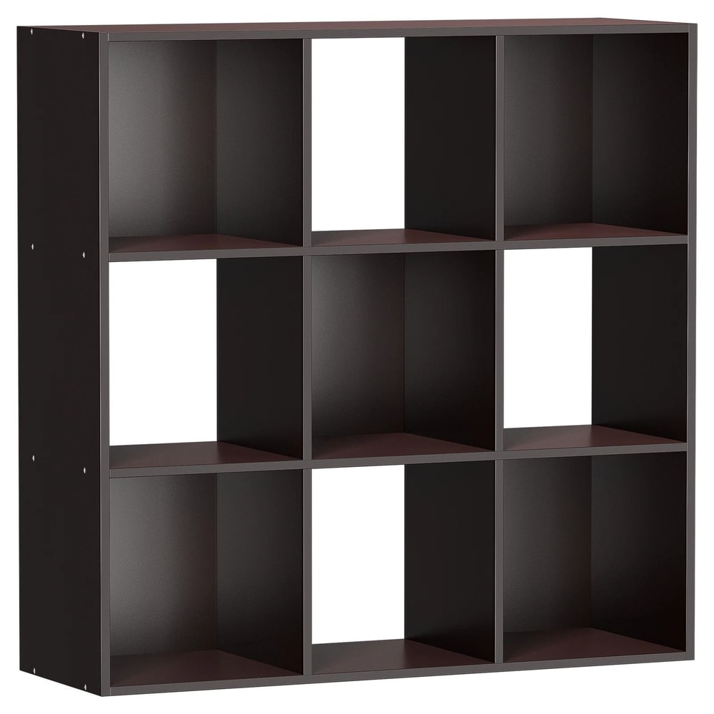 Wooden Bookshelf Display Cube Storage Organizer Removable Back Panel Brown 0