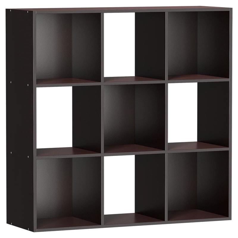 Wooden Bookshelf Display Cube Storage Organizer Removable Back Panel Brown 0