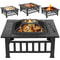 Square Fire Pit Wood Burning Backyard Patio Stove Heater Fire Pit Fireplace Outdoor Charcoal Grill 8