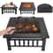 Square Fire Pit Wood Burning Backyard Patio Stove Heater Fire Pit Fireplace Outdoor Charcoal Grill 13
