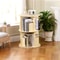 Rotating Bookshelf Display Corner Bookcase Floor Standing Pine Wood Shelf Smooth Rotation 8