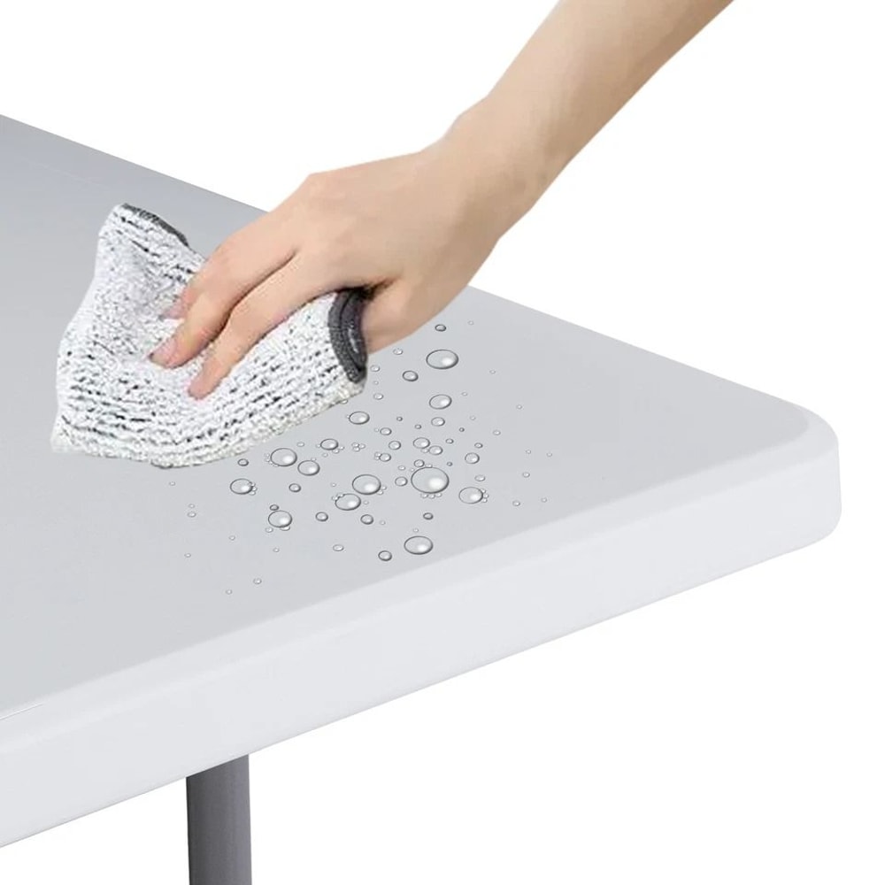 FoldinHalf Plastic Folding Picnic Table Outdoor Portable Table White Sturdy Design Easy To Clean 9