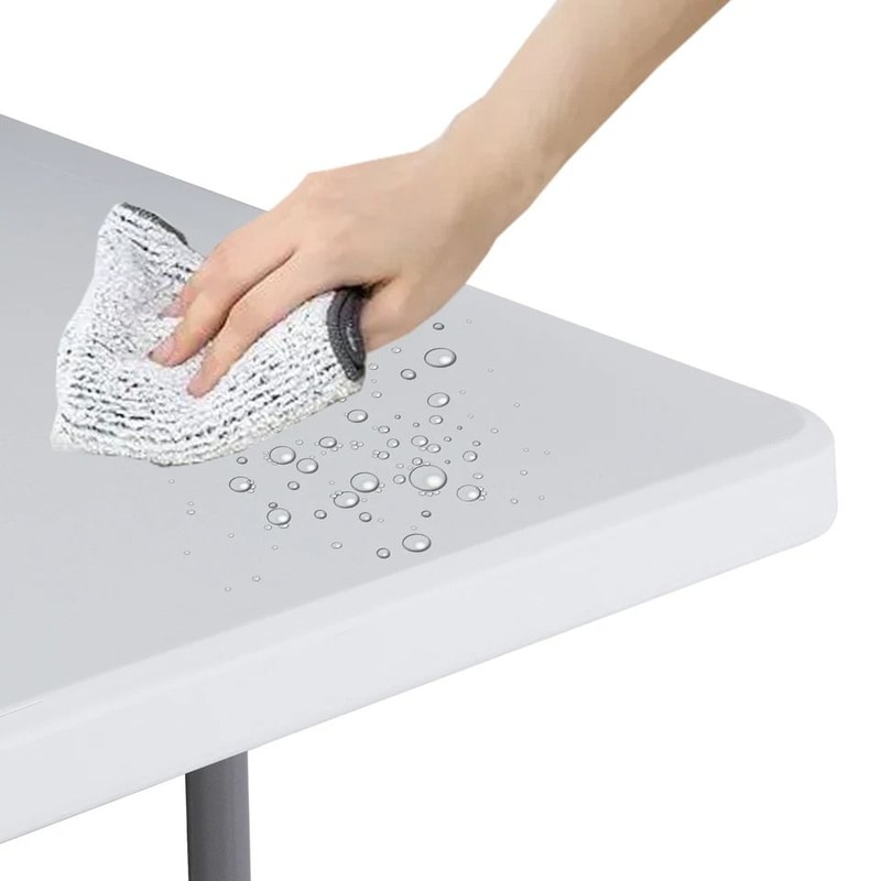 FoldinHalf Plastic Folding Picnic Table Outdoor Portable Table White Sturdy Design Easy To Clean 9