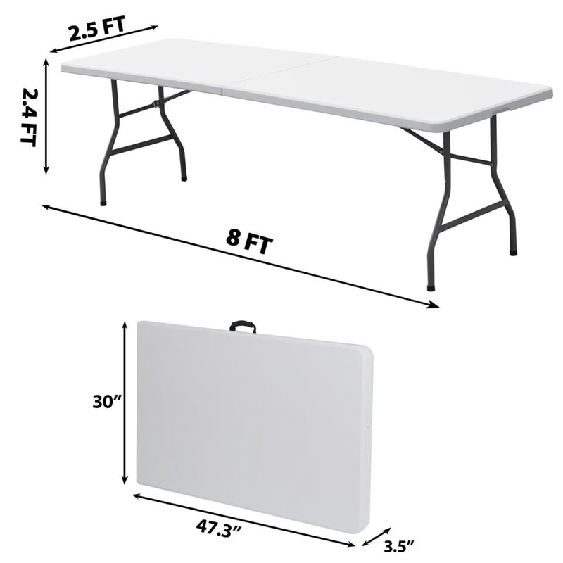 FoldinHalf Plastic Folding Picnic Table Outdoor Portable Table White Sturdy Design Easy To Clean 1