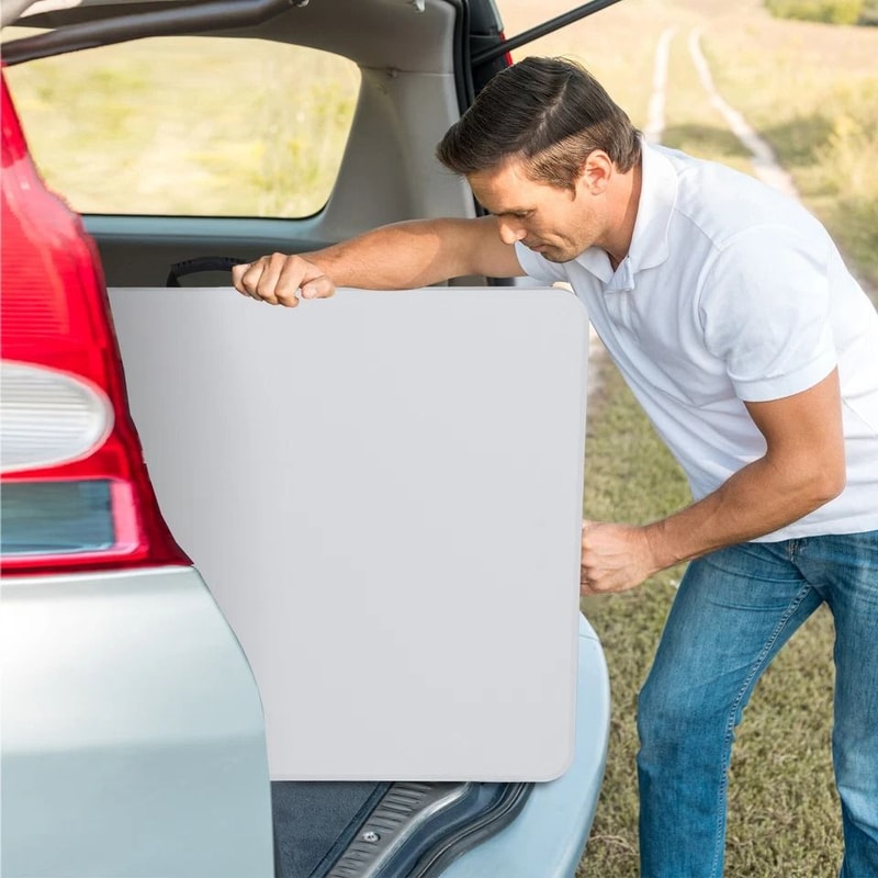 FoldinHalf Plastic Folding Picnic Table Outdoor Portable Table White Sturdy Design Easy To Clean 3