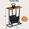 Rustic Brown Small Narrow Side Sofa Table End Table Nightstand Magazine Holder Adjustable Feet For 7