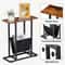 Rustic Brown Small Narrow Side Sofa Table End Table Nightstand Magazine Holder Adjustable Feet For 2