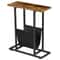 Rustic Brown Small Narrow Side Sofa Table End Table Nightstand Magazine Holder Adjustable Feet For 4