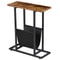 Rustic Brown Small Narrow Side Sofa Table End Table Nightstand Magazine Holder Adjustable Feet For 4