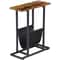 Rustic Brown Small Narrow Side Sofa Table End Table Nightstand Magazine Holder Adjustable Feet For 5