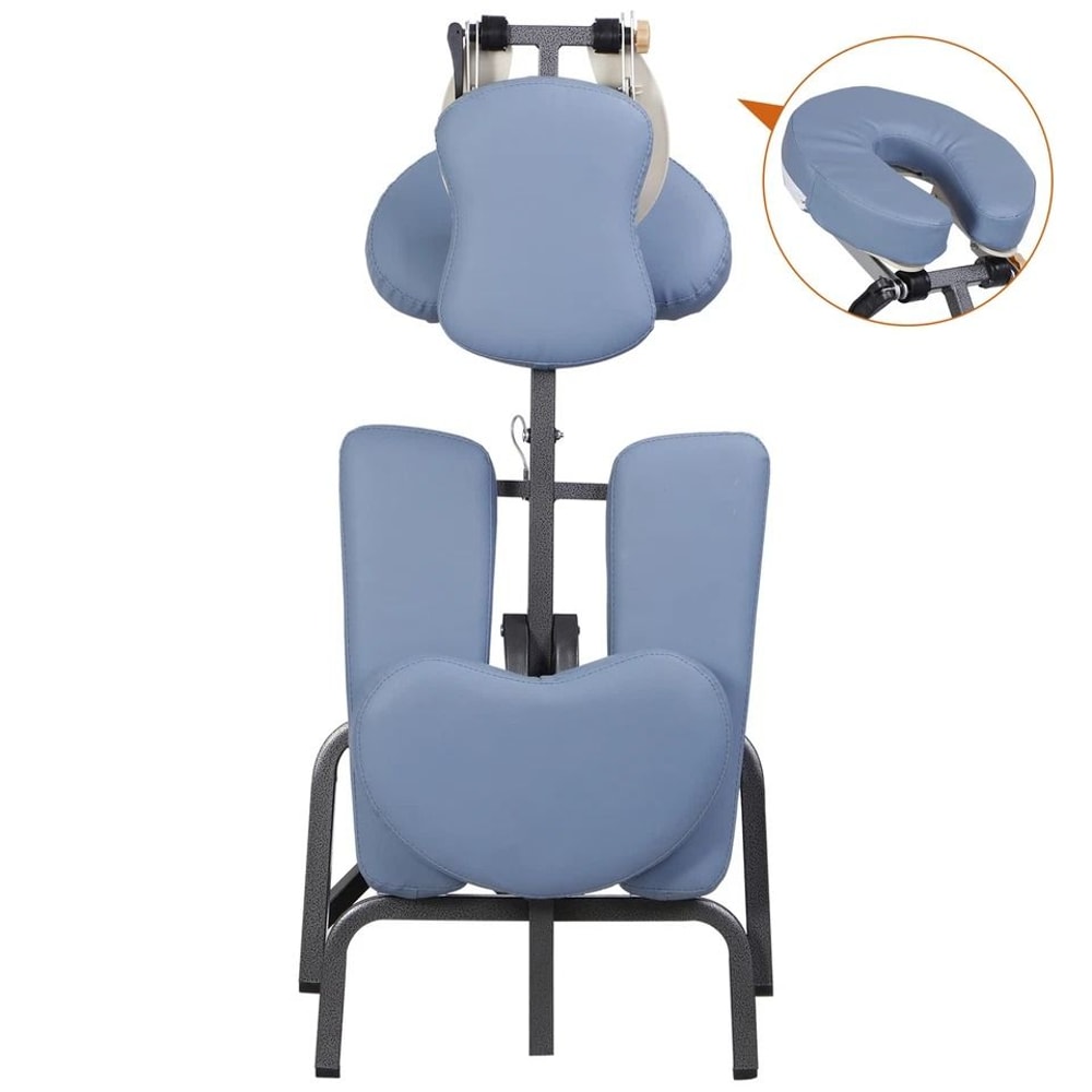 Lightweight Professional Massage Chair Portable Tattoo Chair Blue PU Leather Adjustable Armrest And 3