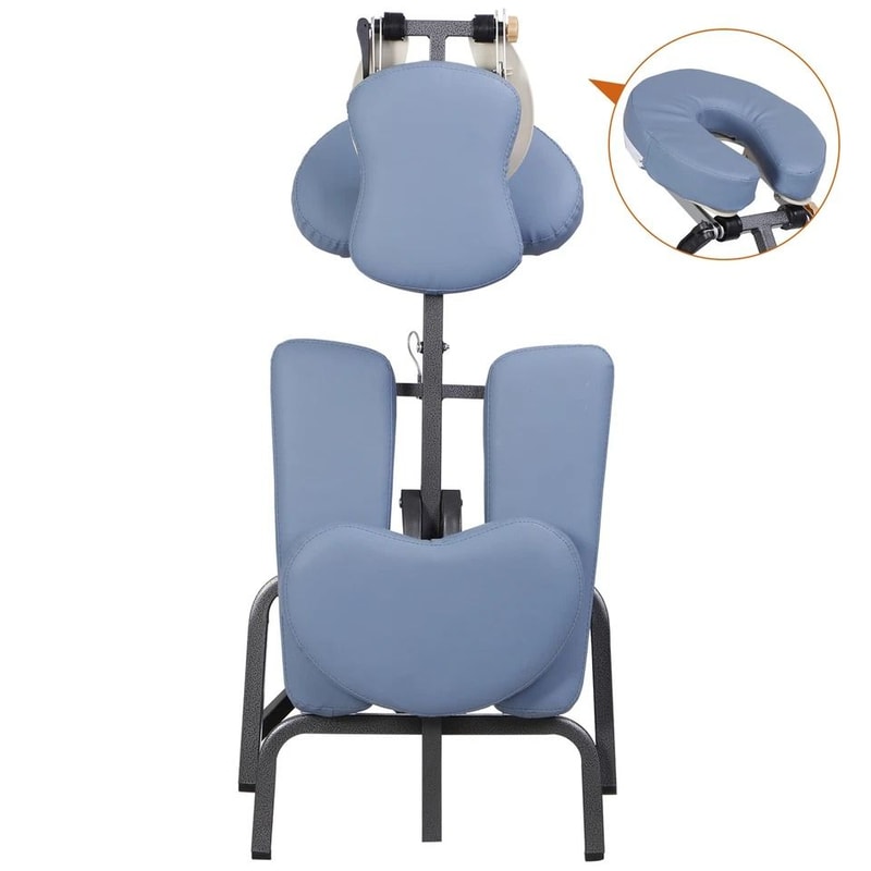 Lightweight Professional Massage Chair Portable Tattoo Chair Blue PU Leather Adjustable Armrest And 3