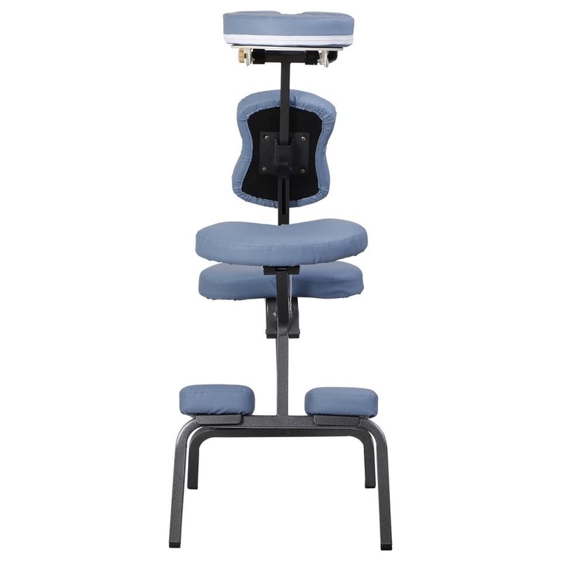 Lightweight Professional Massage Chair Portable Tattoo Chair Blue PU Leather Adjustable Armrest And 8