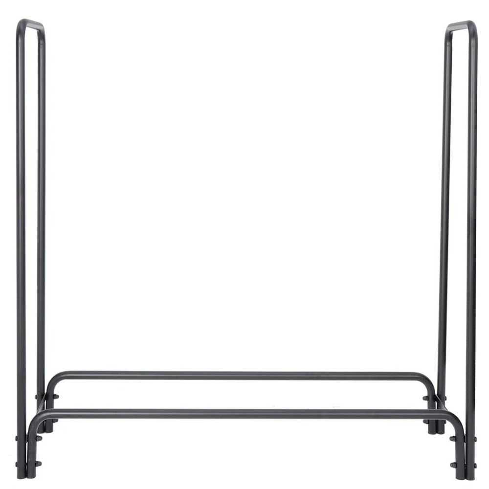 Steel Firewood Log Rack Stand IndoorOutdoor Fireplace Wood Holder Sturdy Black Tubular Storage For 2