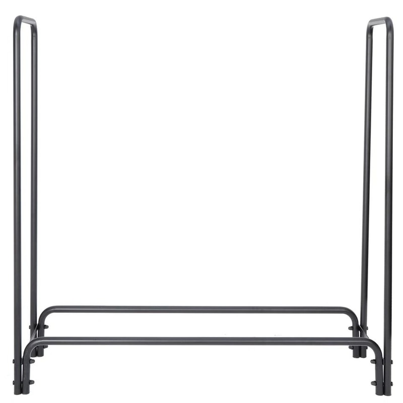 Steel Firewood Log Rack Stand IndoorOutdoor Fireplace Wood Holder Sturdy Black Tubular Storage For 2