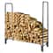 Steel Firewood Log Rack Stand IndoorOutdoor Fireplace Wood Holder Sturdy Black Tubular Storage For 0