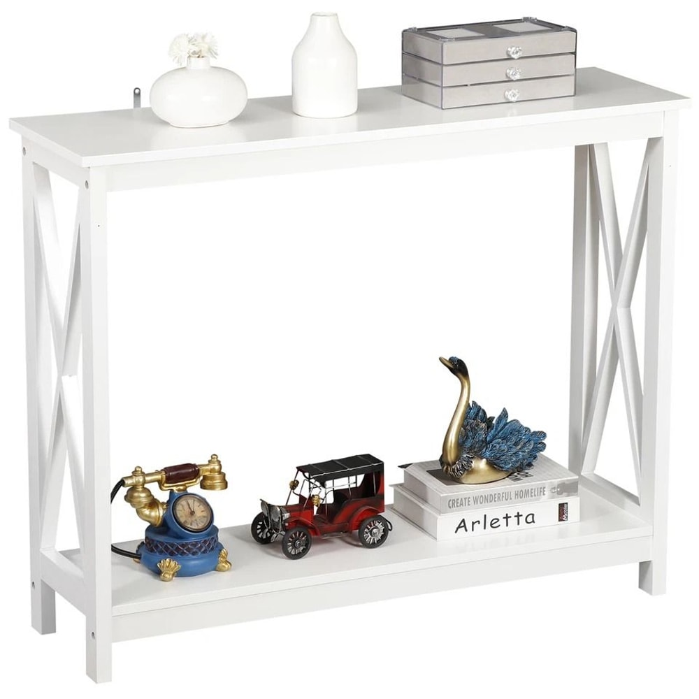 XDesign Console Table For Living Room Tier Bookshelf Entryway Sofa Side Table Large Storage 7