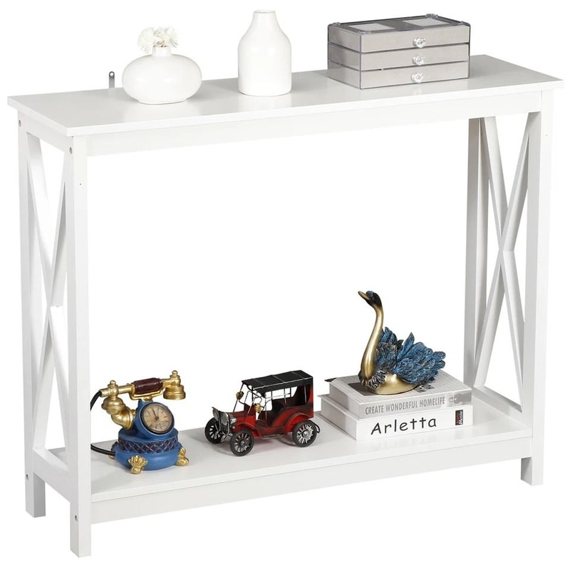 XDesign Console Table For Living Room Tier Bookshelf Entryway Sofa Side Table Large Storage 7