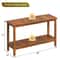 Natural Acacia Wood Console Table Buffet Bar Organizer Sturdy Multiuse Storage With Adjustable Feet 1