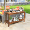 Natural Acacia Wood Console Table Buffet Bar Organizer Sturdy Multiuse Storage With Adjustable Feet 3