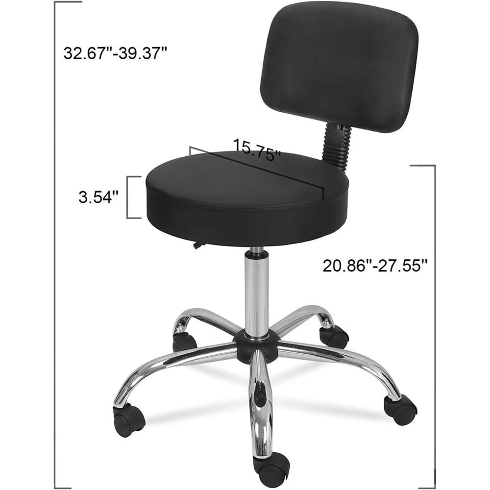 Adjustable Hydraulic Rolling Stool With Swivel Seat Back Support Chair For Salon Spa Tattoo Studio 6