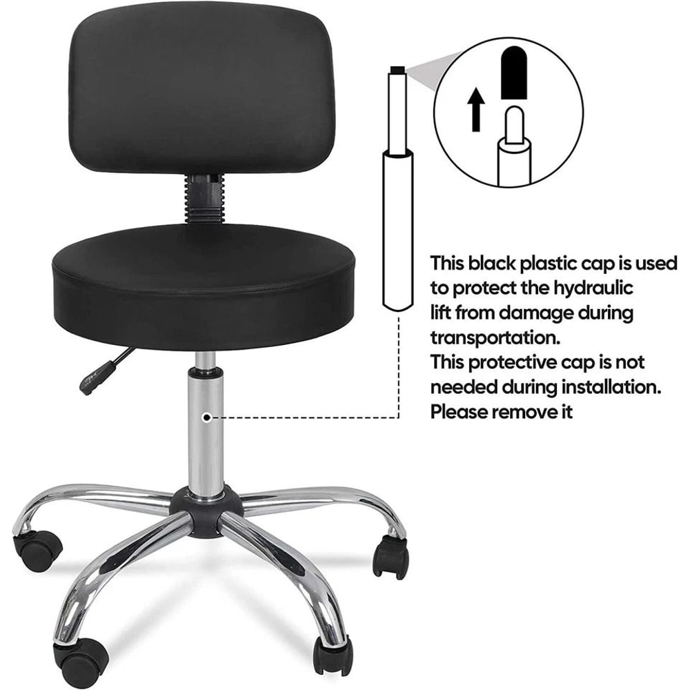 Adjustable Hydraulic Rolling Stool With Swivel Seat Back Support Chair For Salon Spa Tattoo Studio 7
