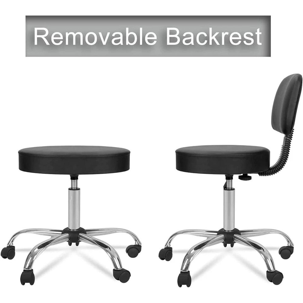 Adjustable Hydraulic Rolling Stool With Swivel Seat Back Support Chair For Salon Spa Tattoo Studio 8