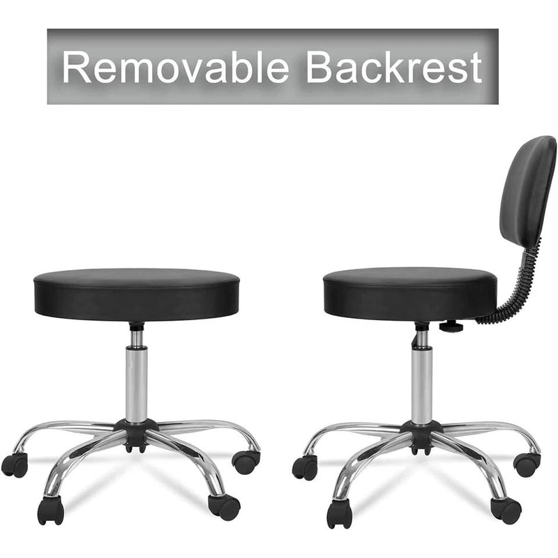 Adjustable Hydraulic Rolling Stool With Swivel Seat Back Support Chair For Salon Spa Tattoo Studio 8