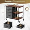 Rolling Drawer Mobile File Cabinet Open Storage Shelf Printer Stand Dark Grey 2