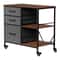Rolling Drawer Mobile File Cabinet Open Storage Shelf Printer Stand Dark Grey 1