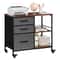 Rolling Drawer Mobile File Cabinet Open Storage Shelf Printer Stand Dark Grey 0